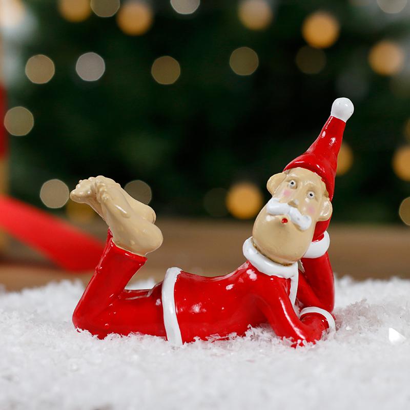 Wacky Santa Claus Ornaments, Resin Christmas Figurine Tabletop Indoor Home Decor, Thoughtful Present for Family and Friends