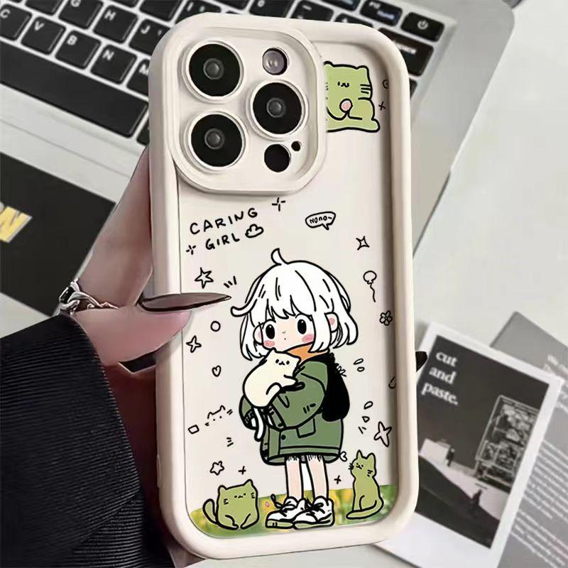 Cute and Fun Girl Phone Case For iPhone 16 15 14 13 12 11 X XR Xs SE 2022 8 7 Plus Pro Max 16E Silicone Shockproof Back Cover