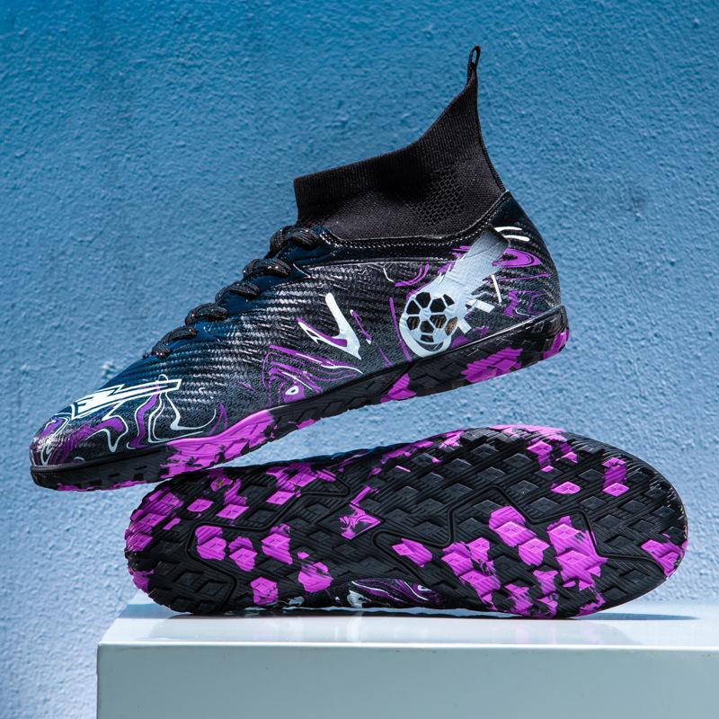 High-top Broken Nails Football Shoes Boys and Girls Adult Breathable Non-slip Training Shoes Long Nails Competition Sports Shoes