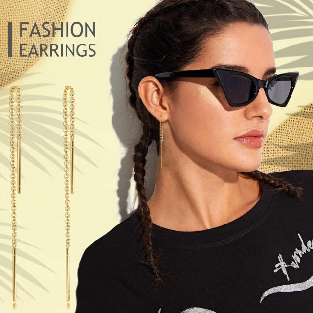 

Vnox модные длинные витые серьги для женщин, вечерние украшения, золотые и цветные серьги из нержавеющей стали, подарки