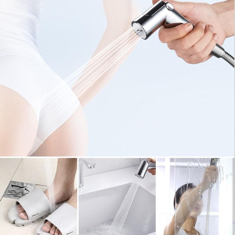 Hand Held Bidet For Bathroom Self Cleaning Press-free Silver