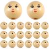 Smiling Face Wooden Beads 50Pcs 1.8CM Natural Wood Beads Wood Spacer Beads Loose Beads with Hole for DIY Craft Jewelry Making
