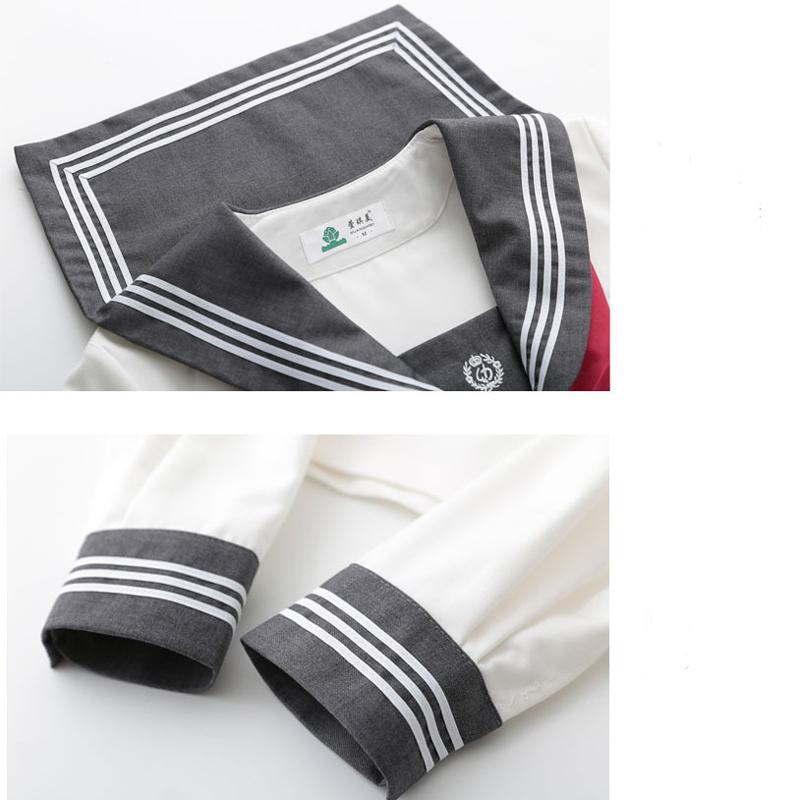 Japanske JK Cosplay Uniform Sett Grå Krage Broderi Matros Dress Kvinner Uniform College Style Kvinner JK Cosplay kostyme