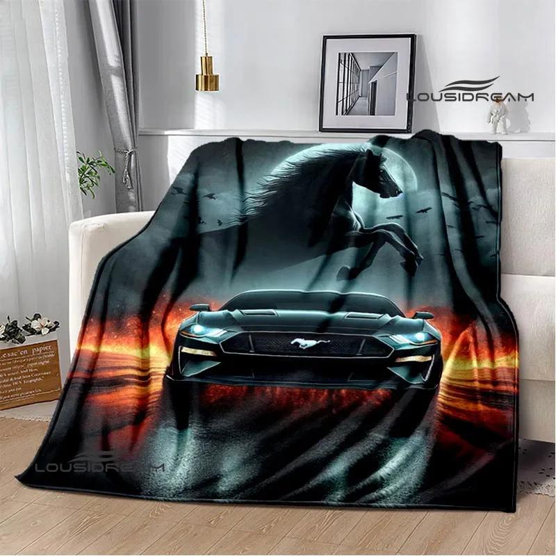 

3D M-Mustang автомобільний логотип Друкована ковдра Фланелева Теплі ковдри М яка та зручна ковдра постільна білизна cubre cama Подарунок на день народження 150x200cm