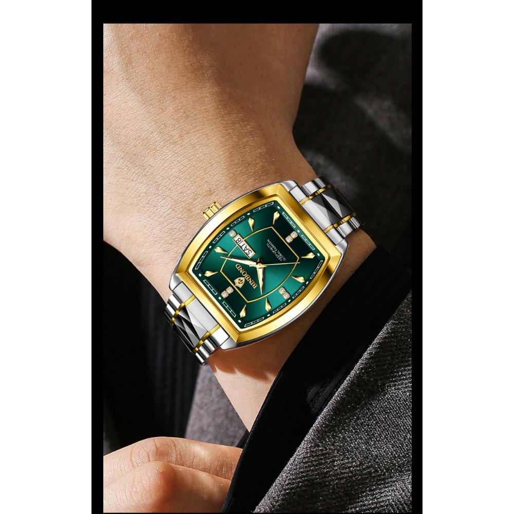 BINBOND B400 Top Brand Quartz Waterproof Watches For Men Luxury Diamond Dial Elegant Stainless Steel Luminous Business Men Watch