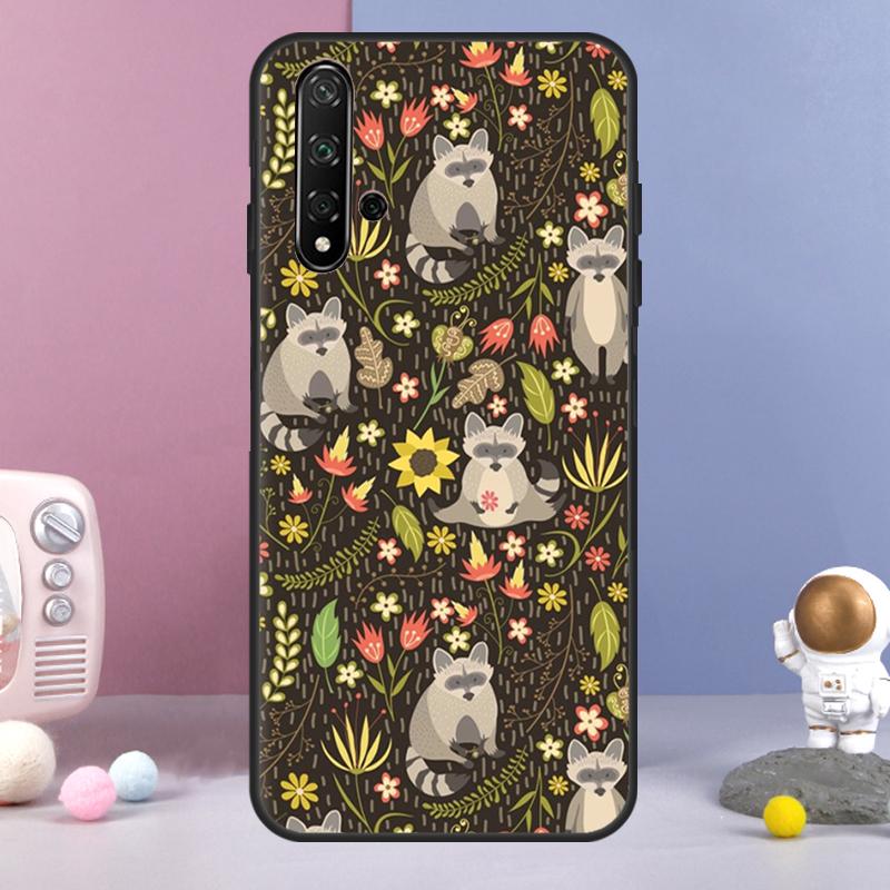 Cartoon Raccoon Kawaii For Huawei Nova Y60 Y61 Y70 Y72 Y73 Y90 Y91 9 10 SE 7i 8i 11i 12i P30 P40 Lite P60 Pro Case