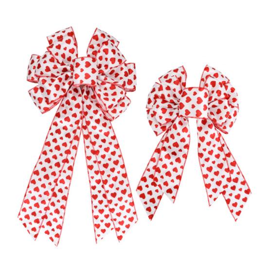 Valentine's Day Bow Heart Wreath Red Heart Christmas Tree Topper Bow Tie Decor for Romantic Party Home Celebration