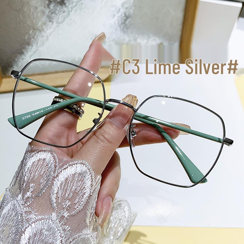 Korean Style Anti-Blue Light Glasses: Trendy Retro Round Face-Slimming Design for Women and Men, Available with Prescription Lenses.