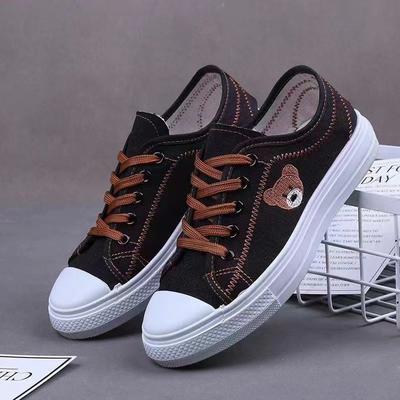 Canvas Shoes, Female Student Casual Shoes, Flat Bottomed Board Shoes, Lace Up Thick Soled Shoes
