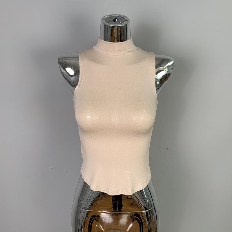 Женский облегающий безрукавный топ-футболка с высоким воротником One Size