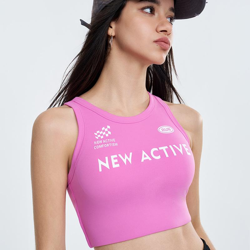 

Женский спортивный жилет высокой интенсивности в стиле ретро с ударопрочными нагрудными вкладышами для йоги и фитнеса S