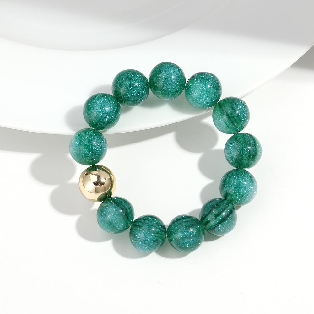 Fashion Acrylic Big Round Beaded Bracelet for Women Simple Glitter Colorful Handmade Strechy Bracelets Jewelry Accessories Gift
