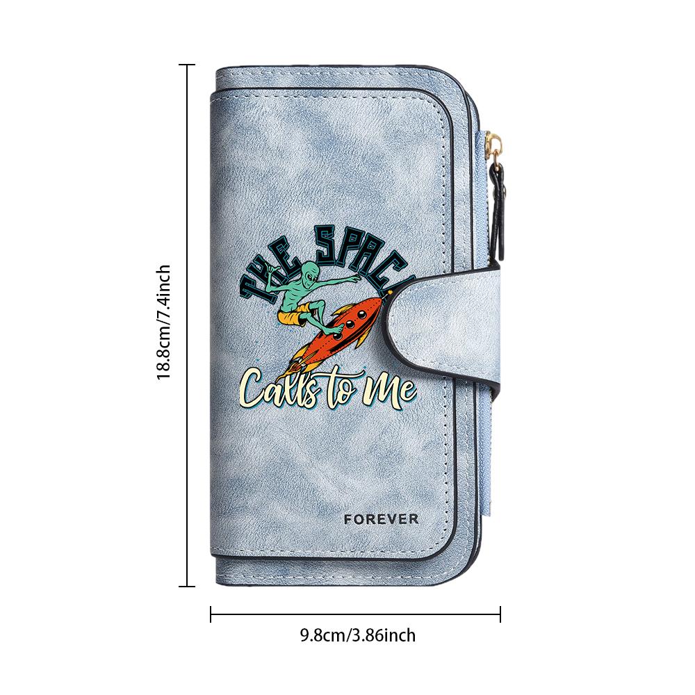 Fashion Alien Printed Purse Casual Large Capacity Card Holder Wallet for Daily Use Portable Wallet
