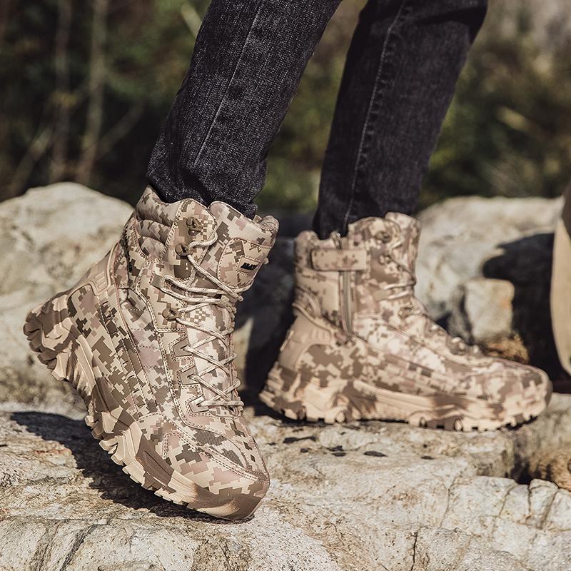 New Autumn Winter Men's Boots Outdoor Non-slip Male Hiking Boots Breathable Men Work Ankle Boots Men Motorcycle Boots Size 39-46