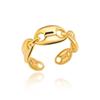 18k Gold Plated Men's Adjustable Geometric Stainless Steel Ring - Korean Style