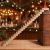 Reusable Wooden Calendar Christmas Staircase Countdown Calendar, Ornament with Santa Claus Gift for Kids Doll, 24 Days Advent Holiday Bookshelf