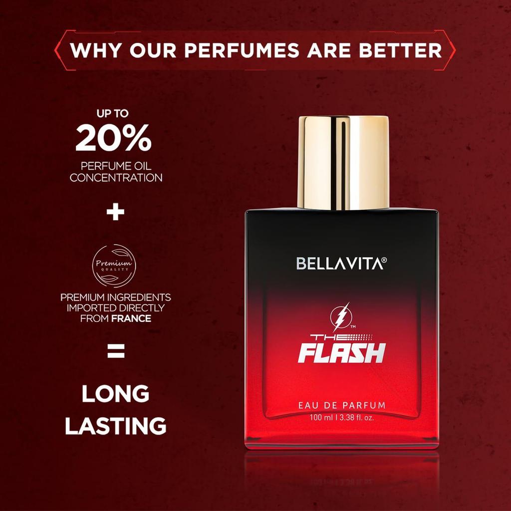 BELLAVITA The FLASH | Długotrwała woda perfumowana 100ml Perfumy dla mężczyzn | Cytryna, drzewo cedrowe i piżmo | Premium zapach dla mężczyzn