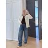 Vintage Drawstring Soft Denim Pants Plus Size Women's Clothing 100kg Comfortable Elastic High-Waisted Stylish Dad Jeans for Curvy Women