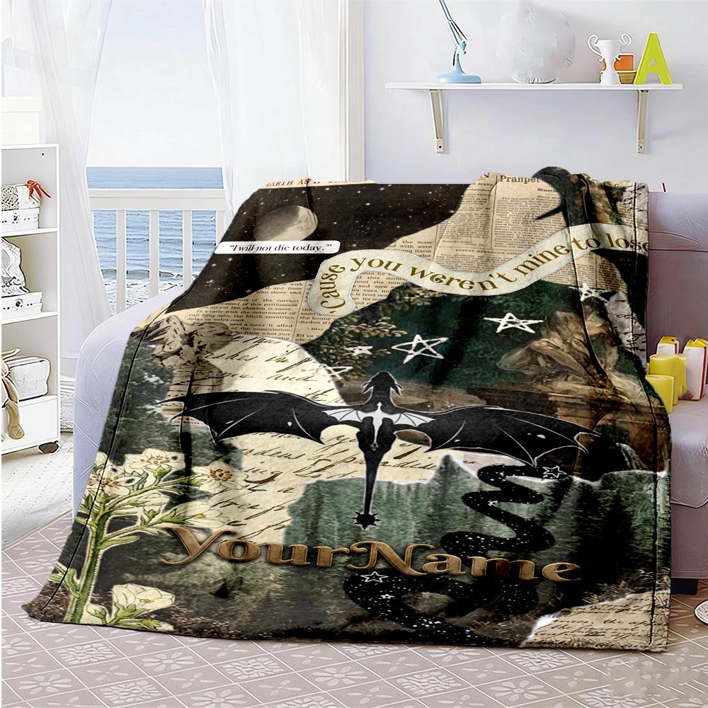 Gothic Illustrations Personalized Name Blanket Lightweight Personalized Blanket Warmthful Decor Perfect for Chair Office Chair Picnics Nap