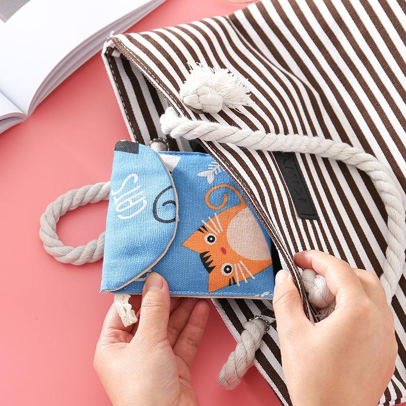 Cute Fresh Multi-pattern Tampon Pack Cartoon Cotton Hemp Girl Aunt Napkins Storage Pack Pack for Sanitary Napkins