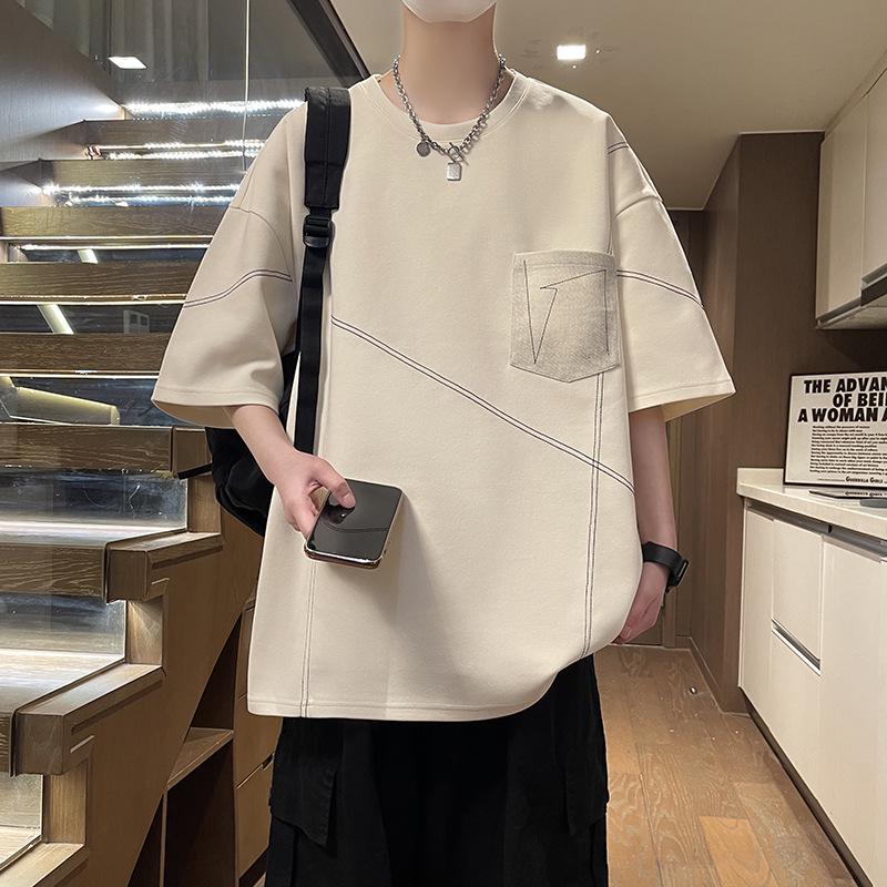 Men's 2024 Summer Trendy Round Neck Pure Cotton Short-Sleeve T-Shirt with Print