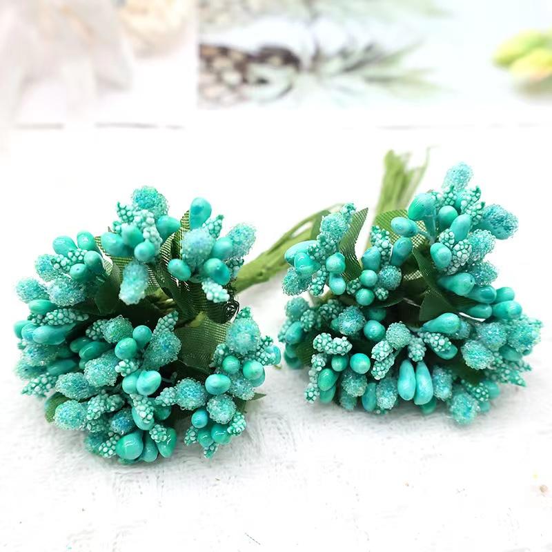 12 STK/Parti Kunstig Blomst Små Bær Pollenbærer Stilk av Ståltråd/Bryllupsblader DIY Krans Roser Kunstig Blomst