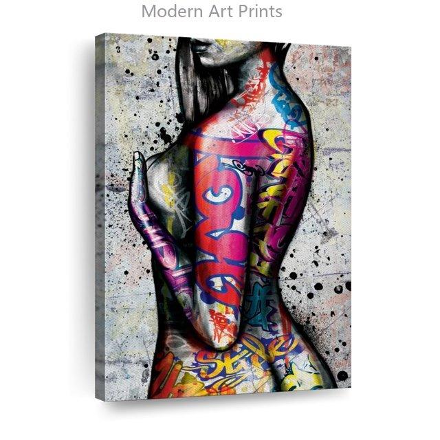 Graffiti Sexy Akt Ženský Portrét Tělo Nástěnné Umění Plátno Malba Plakátový Tisk Domácí Dekorace pro Obývací Pokoj Bez Rámu