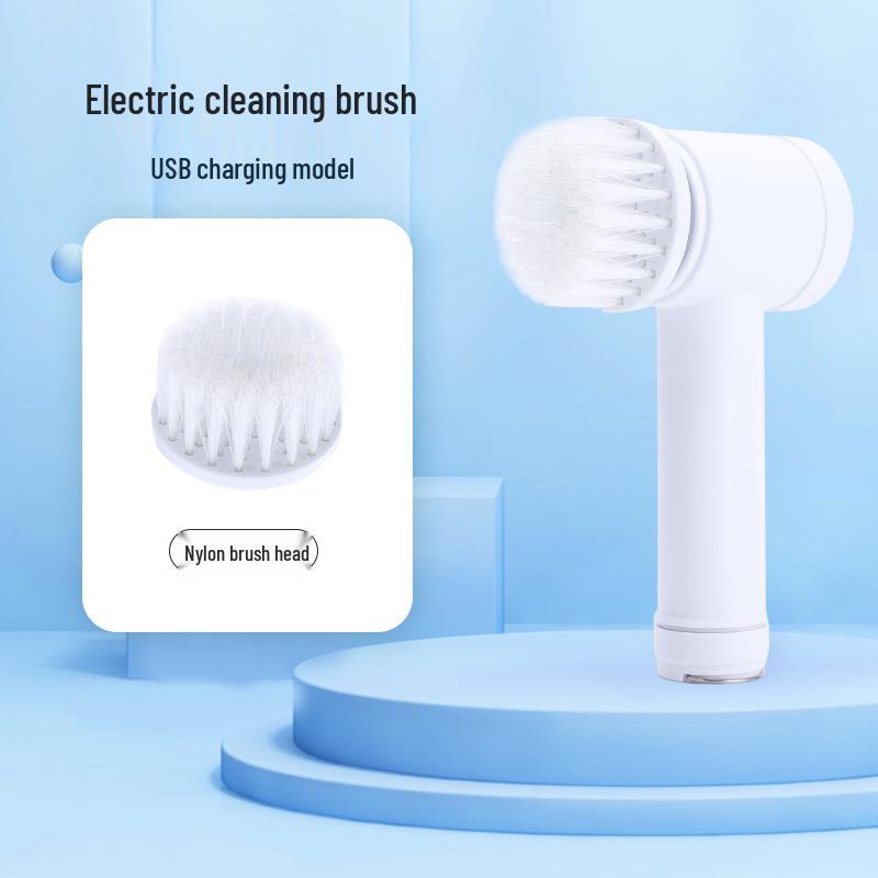 Cross-Border Waterproof Wireless Cleaning Brush for Kitchen & Bathroom - Portable, Multi-Functional, with Replacement Heads.