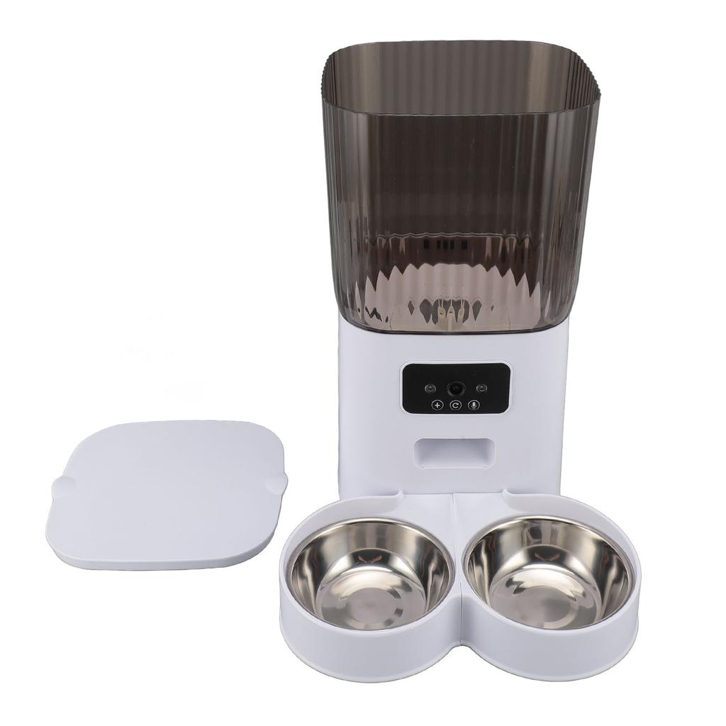 Haustierfutterspender Multifunktional 304 Edelstahl Futternapf Katzenfutterspender 5L Fassungsvermögen für Innen