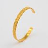 Stainless Steel Wheat Shaped Bracelet Geometric Hollow Open Bangle for Women Anniversary Gift Couples Adjustable Jewelry