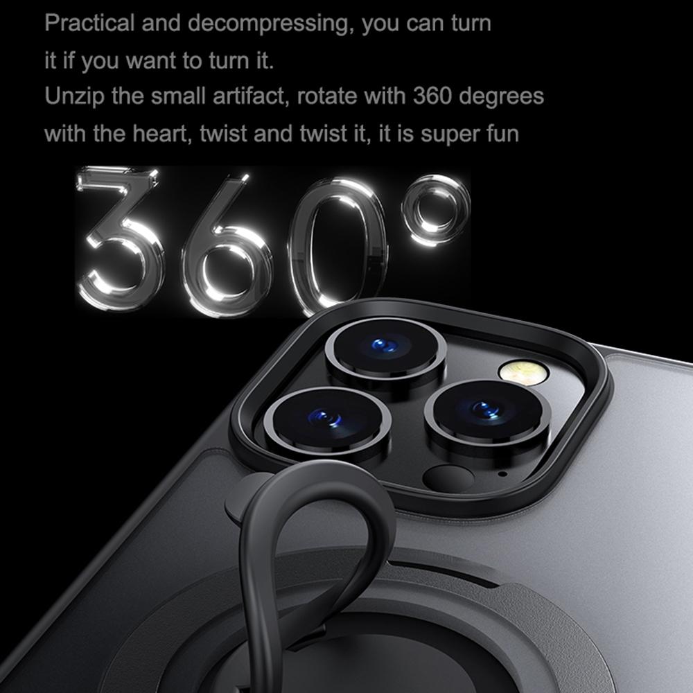For iPhone 16 Pro Case Compatible with MagSafe Kickstand Matte PC+TPU Phone Cover with Silicone Ring