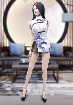 Figure Sexy Beauty Shot Chinese Dress Skirt and Shoes High Heel Set and Head Not [TOYBARJAPAN] 1/6 Accessories/TYM127 Women's (Body Included)