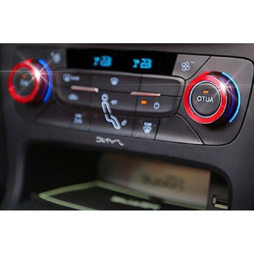 Middle Console Fit For Ford Focus 2015-2018 Aluminum Red 2PCS AC Knob Cover Trim