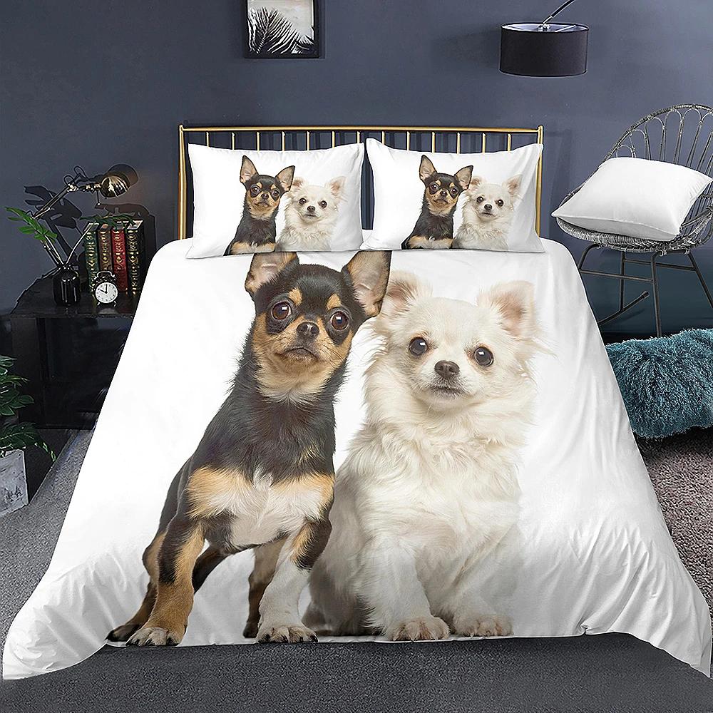 3D Dog King Queen Full Twin Duvet Cover Funny Puppy Bedding Set Teens Adult Kawaii Pet Animal White 2/3pcs Polyester Quilt Cover