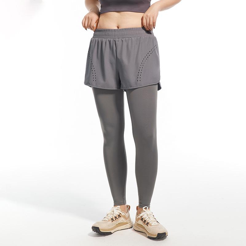 

Женские брюки для йоги больших размеров с высокой талией, с эффектом подтяжки бедер, имитация двух предметов 4XL (176-190 lbs) серый