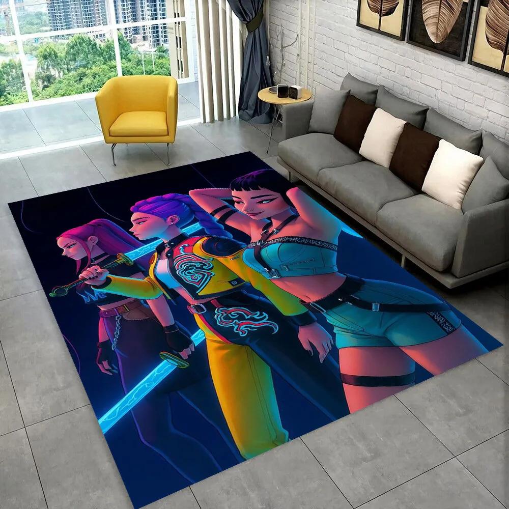 Tappeto/Tappetino Kpop Demon Hunters Rumi Mira Zoey Cartone Animato Musica per Soggiorno Camera da Letto Casa Decorazione Divano, Tappetino Antiscivolo per Bambini