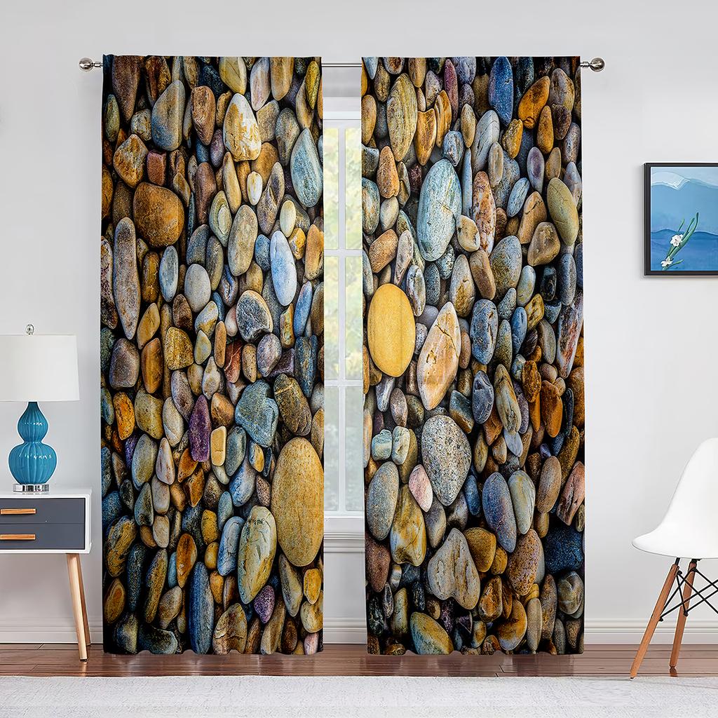 Urban Brick Slate Stone Wall Tulle Curtains for Living Room Bedroom Decoration Modern Chiffon Sheer Voile Kitchen Window Curtain