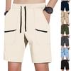 Men's Quick Dry Cargo Shorts Casual Outdoor Sportswear Elastic Waist Drawstring Multi Pocket Functional Summer Shorts