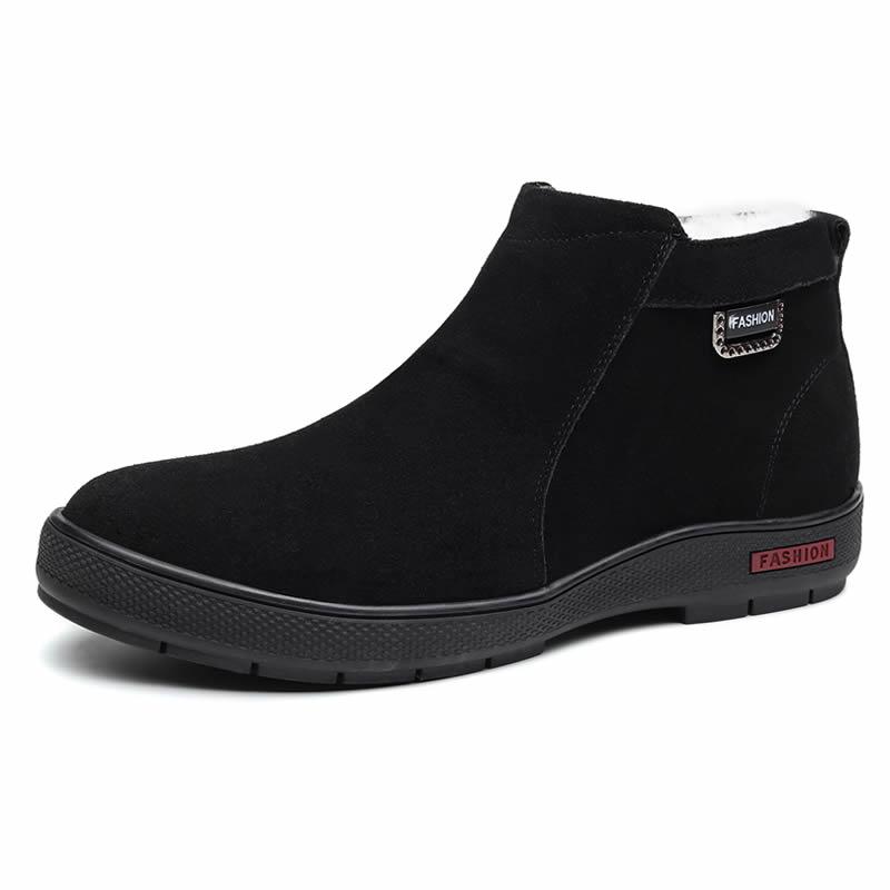 

Зима 2025 Новые Мужские Ботинки Теплый Плюш Замшевая Кожа Повседневная Обувь Уличные Мужские Ботильоны Зимние Ботинки 42 чёрный