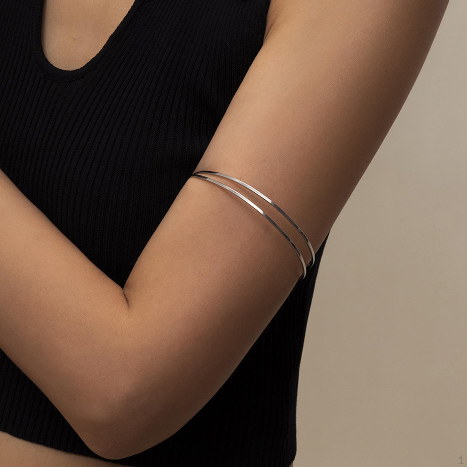 

Minimalist Women Arm Bracelet Costume Jewelry Upper Cuff for Wedding Beach Silver H