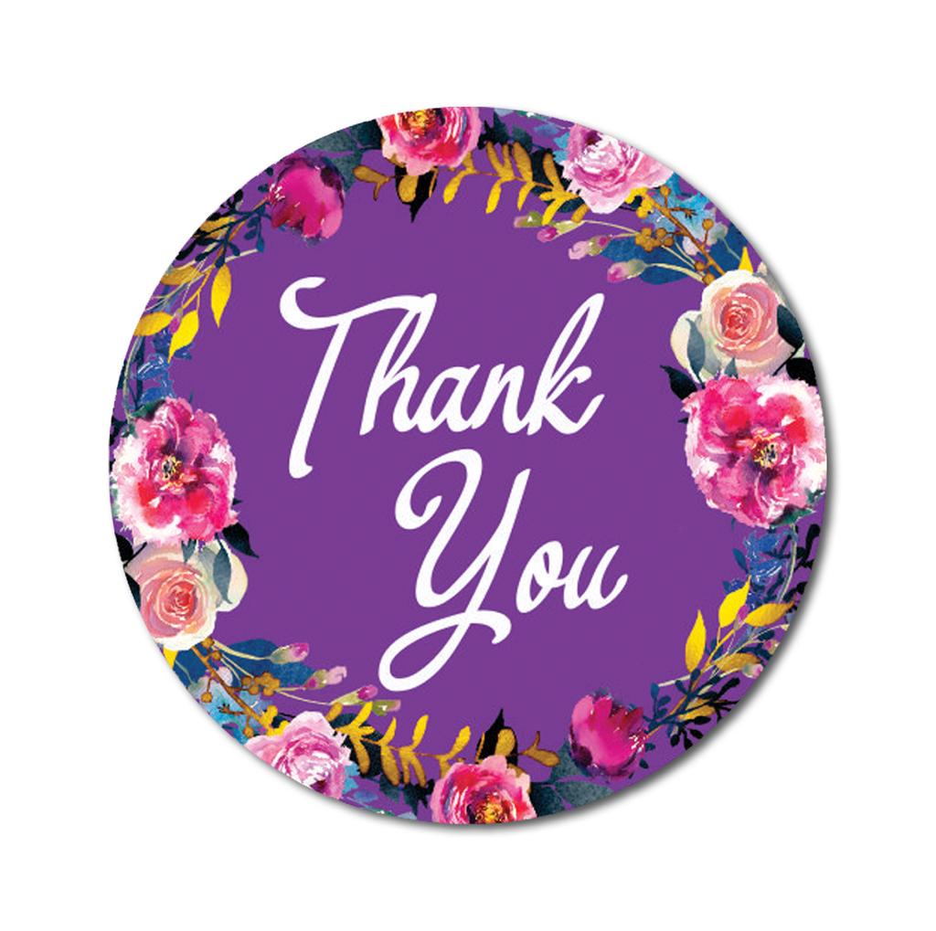 Darling Souvenir Round 45 Pcs Floral & Vines Border Black Thank You Stickers Envelope Seal-1.6