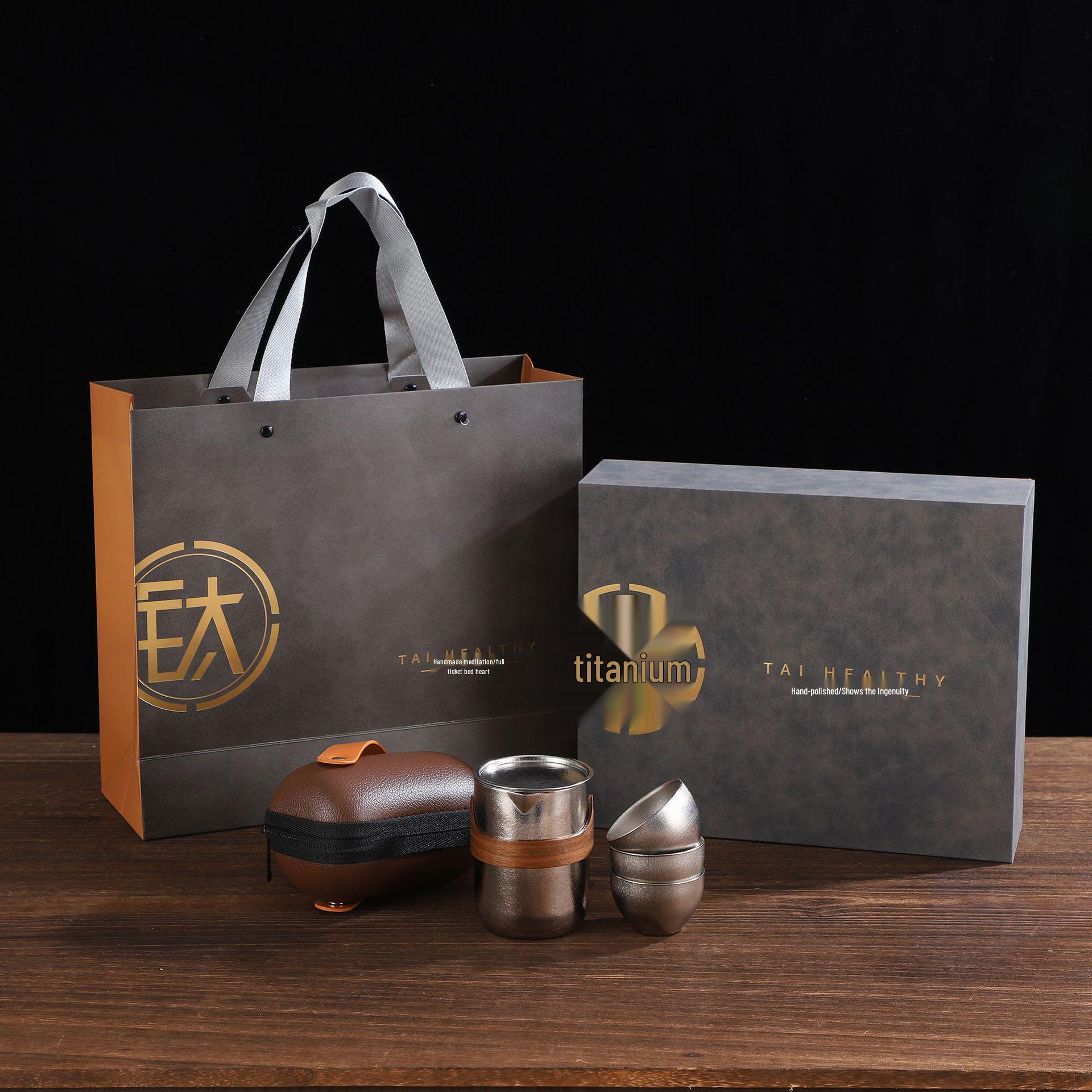 

Портативный титановый кованый набор для заваривания чая для кемпинга 350ml