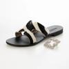 Flat Sandals Design Cutting Beautiful Legs Sandals Cm 3E [IK Plus] 2071-55 Women's Zebra/BLACK 23.5