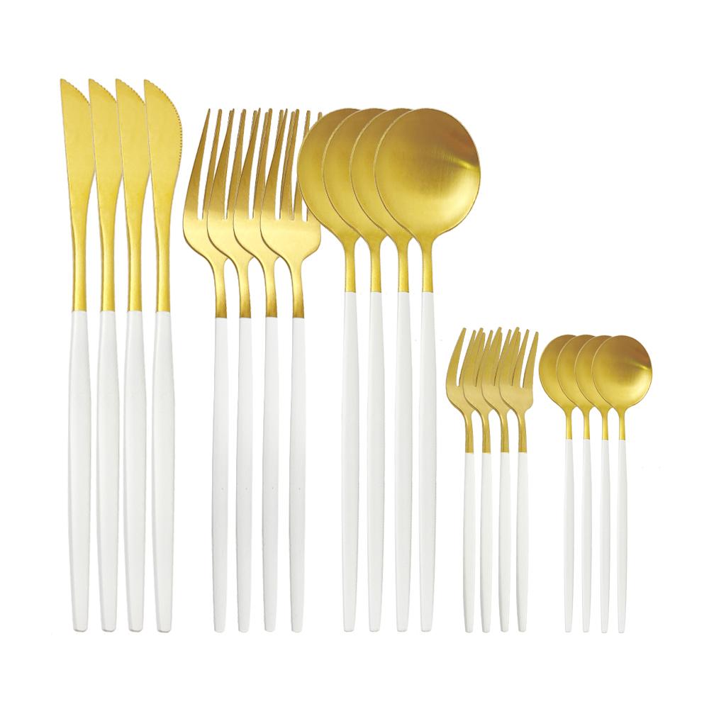 Set di posate multicolore da 20 pezzi, set di stoviglie, coltello da cena, forchetta da torta, argenteria arcobaleno in acciaio inossidabile 304, set per la tavola della casa