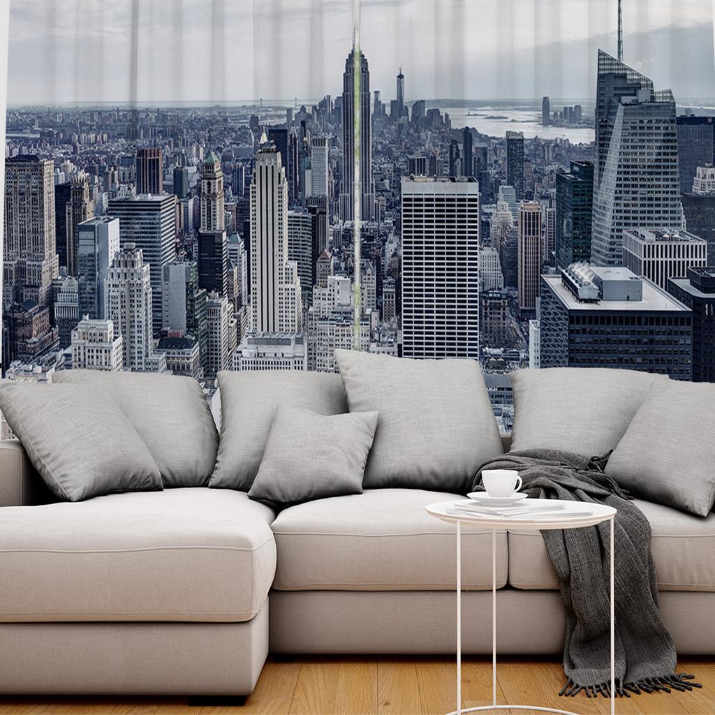 Hamanton Architecture In New York City Window Curtains Scenic Curtains for Living Room Decorative Items Living Room