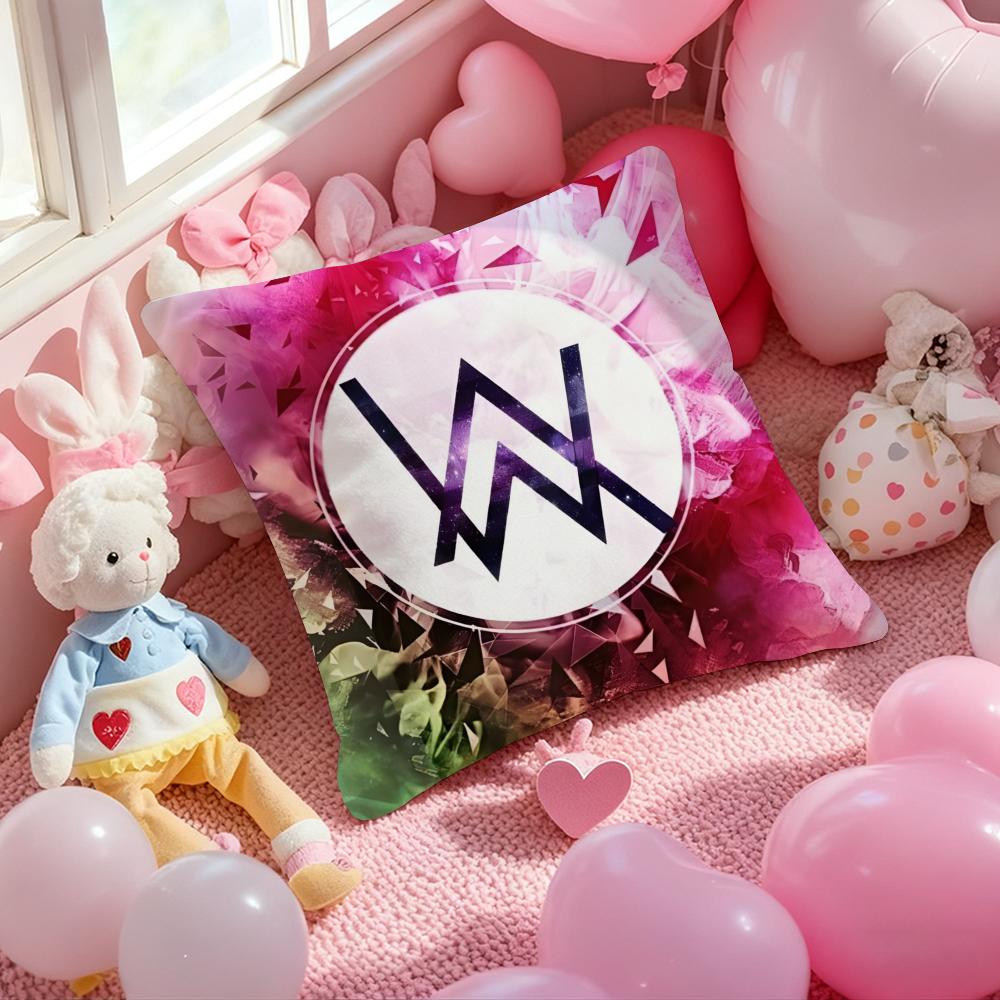A-Alan Walker Popular Singer Cushion Cover Pattern Printed Pillowcase for Living Room Sofa Cushion Cover & Bedroom Decor