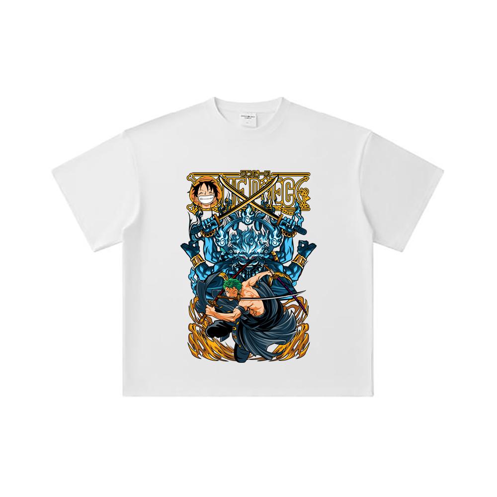 260 GSM Double Yarn 32 Count 100% Cotton One Piece V8 Zoro Print Unisex Heavy Cotton T Shirt