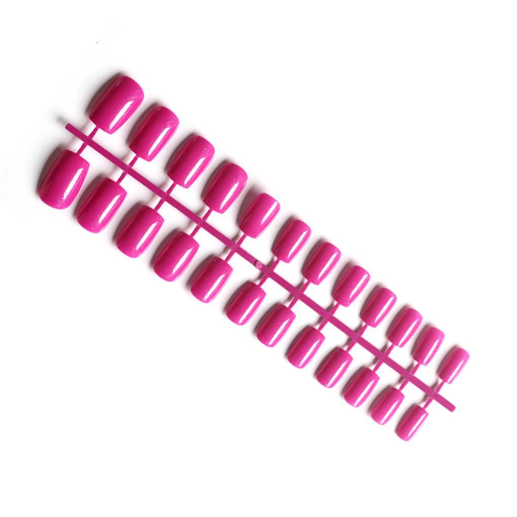 24 Pieces Square-shaped Solid Coffin False Nails Medium Length DIY Exquisite Novel Colour-fast Nail for Manicure Salons
