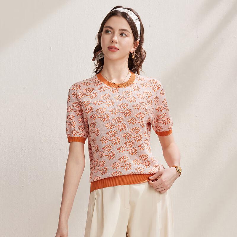 Zhao Jun 2026 Spring/Summer Mulberry Silk Blend Jacquard Knit T-shirt