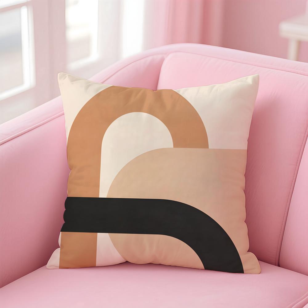 Geometric Square Warm Color Modern Simplicity Cushion Cover Pillow Case Soft Friendly Fabric  Concealed Zipper